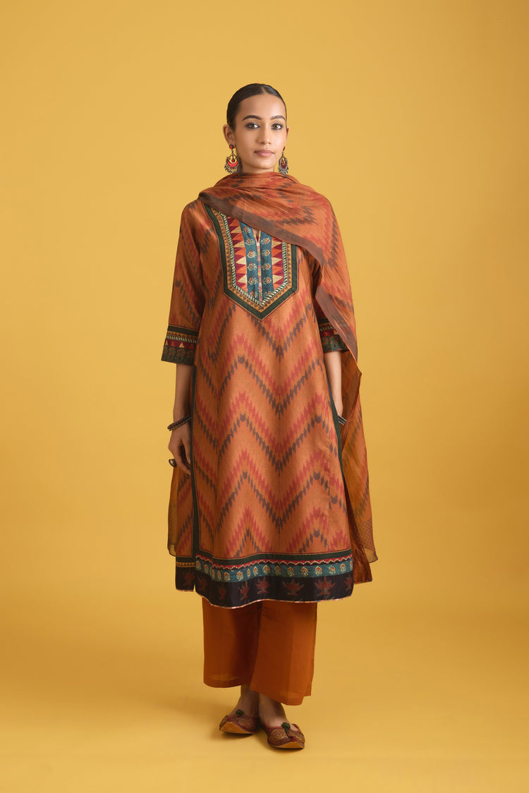 Rozana Chanderi Dupatta Brown Rust (9712941793579)