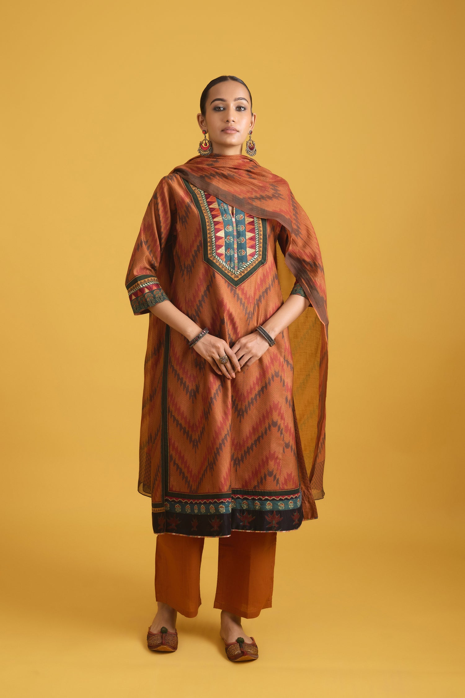 Rozana Chanderi Dupatta Brown Rust (9712941793579)