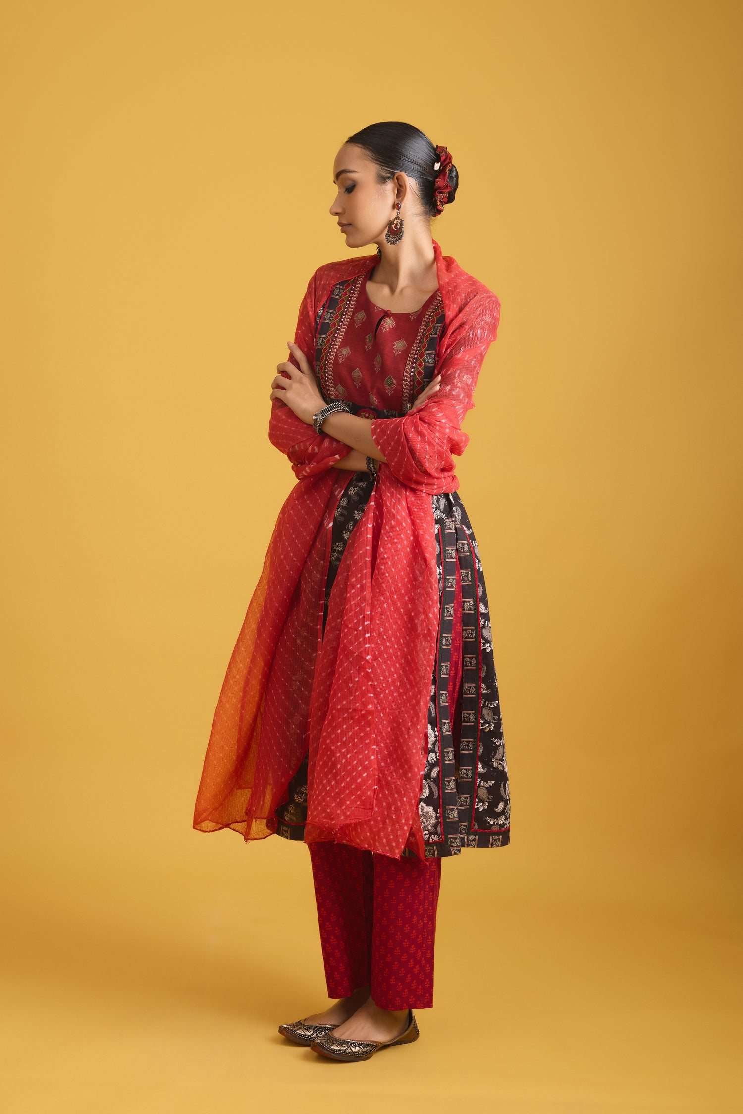 Rozana Kota Dupatta Red (9712906076459)