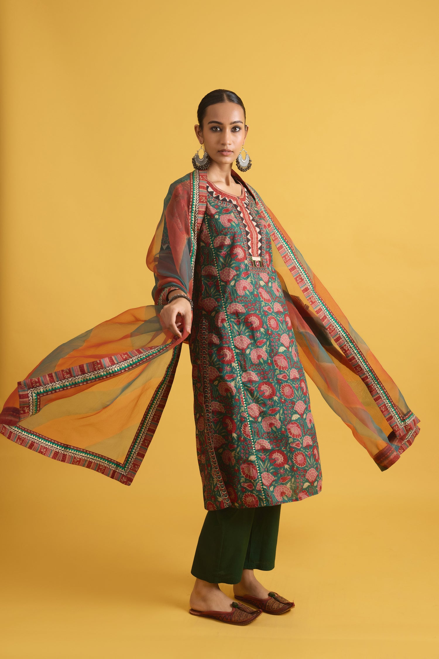 Medh Dupatta Rust Green (9710704230699)