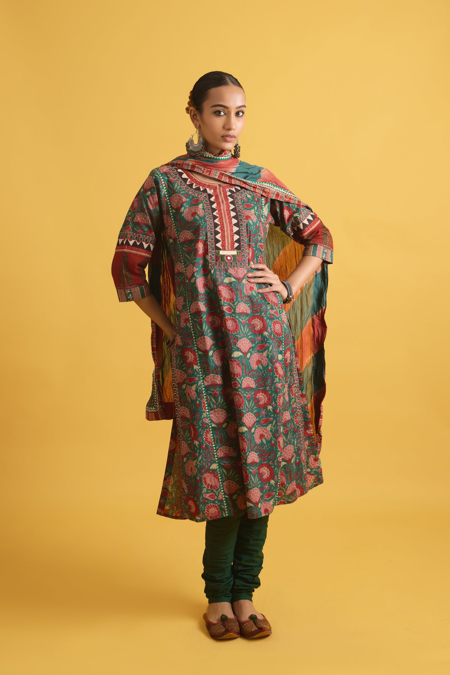 Rozana Dupatta Rust Green (9710708130091)