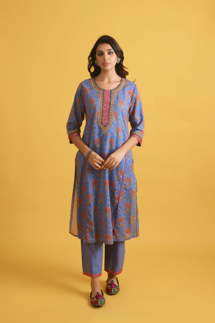 Rozana Kurta Blue Peach (9708202000683)