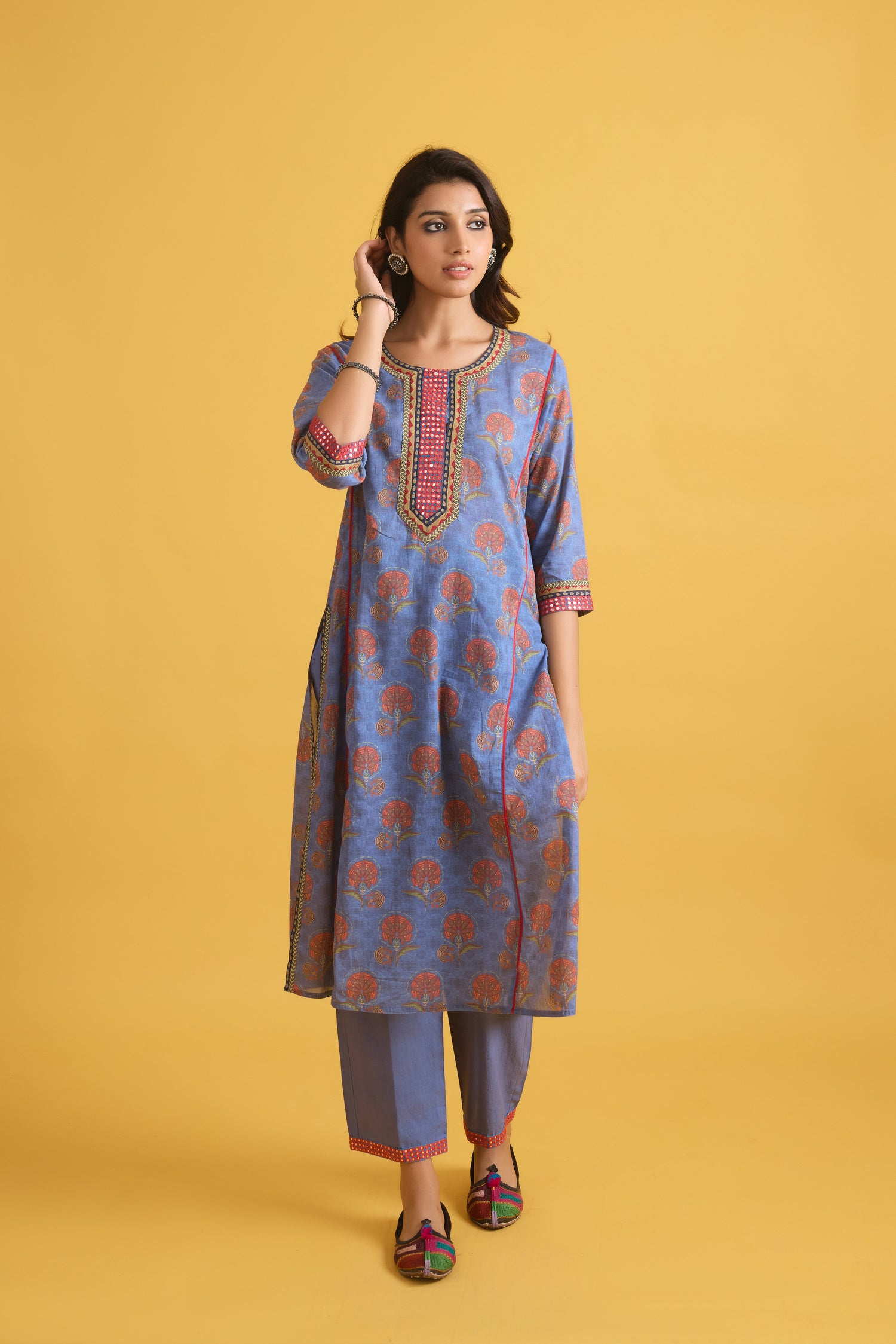 Rozana Kurta Blue Peach (9708202000683)