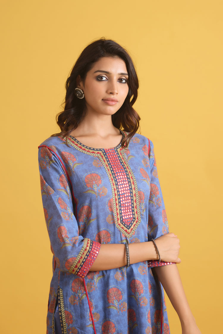 Rozana Kurta Blue Peach (9708202000683)