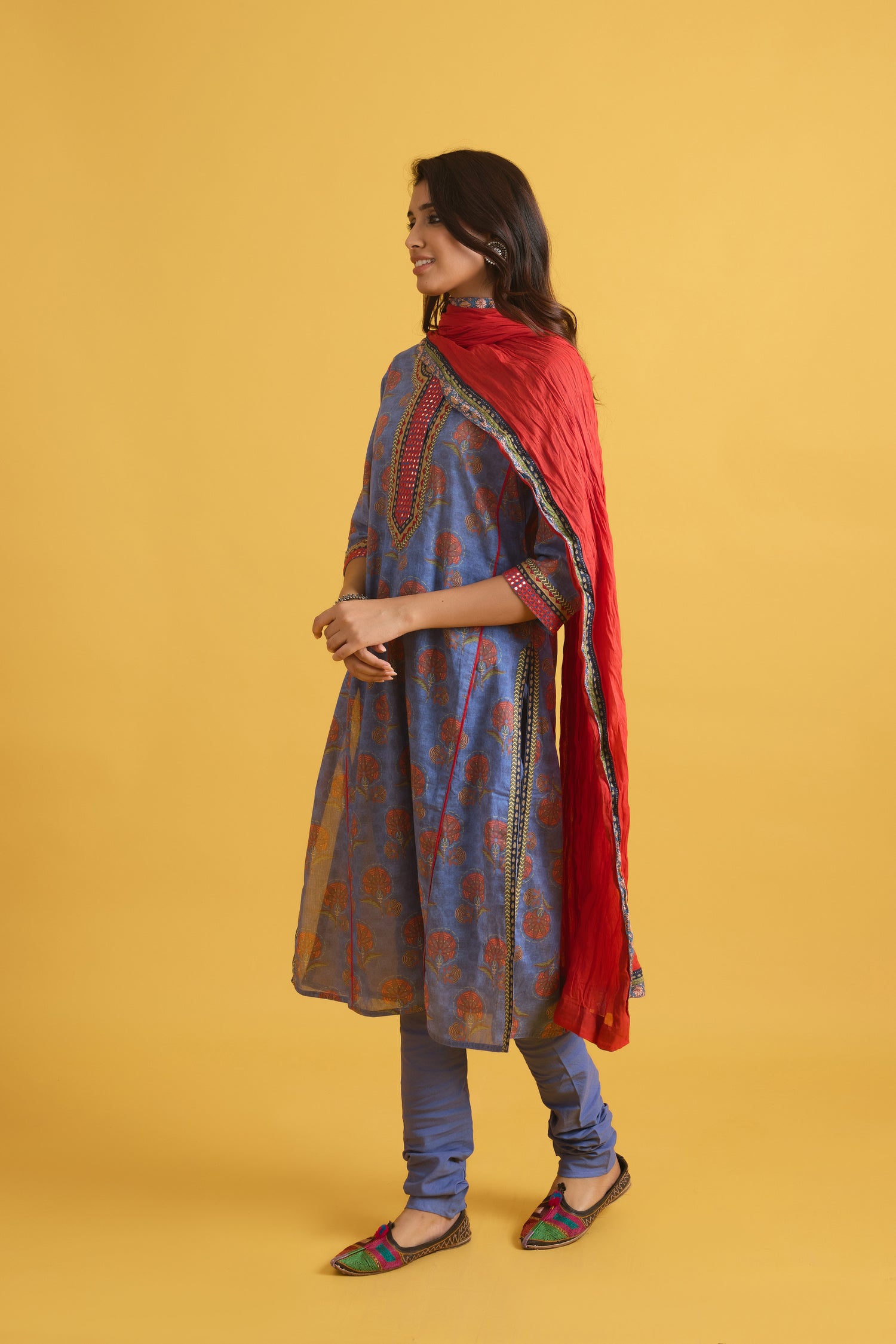 Rozana Kurta Blue Peach (9708202000683)