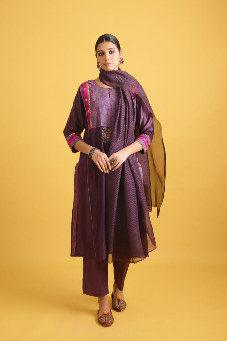 Rozana Chanderi Dupatta Purple (9730234351915)