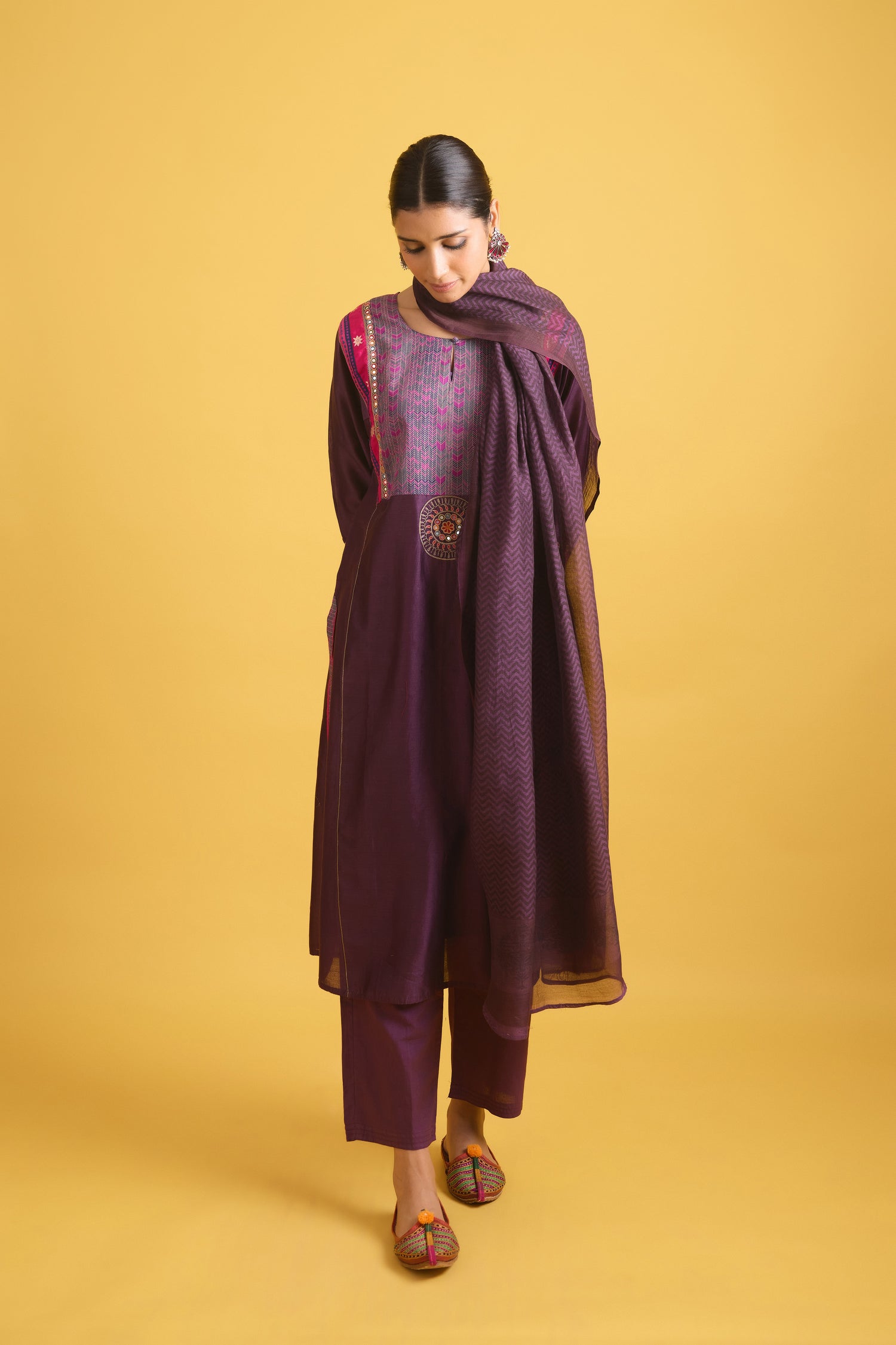 Rozana Chanderi Dupatta Purple (9730234351915)