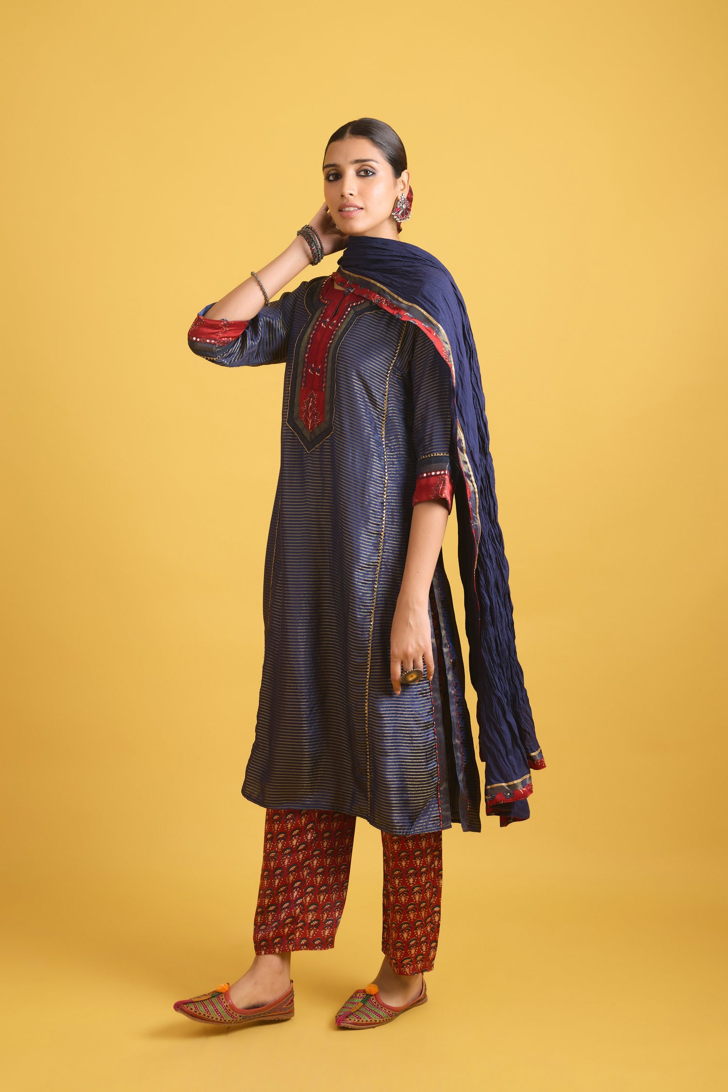 Rozana Dupatta Blue Red (9730301624619)