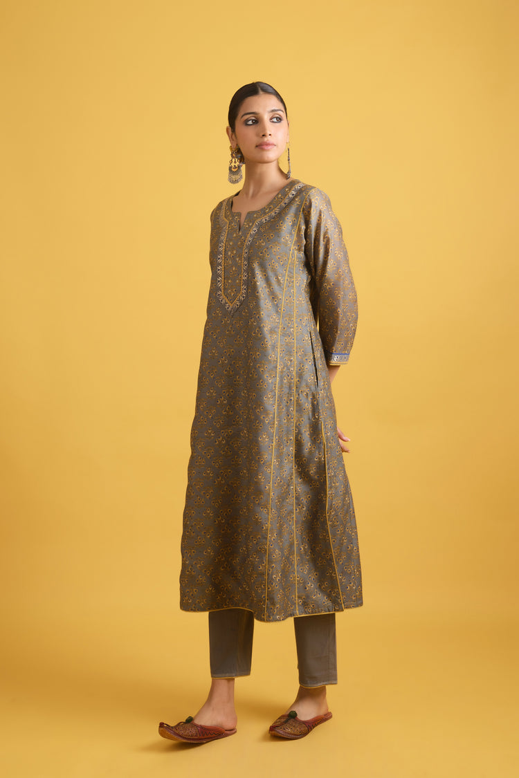 Tulsi Kurta Grey Mustard (9725469327659)