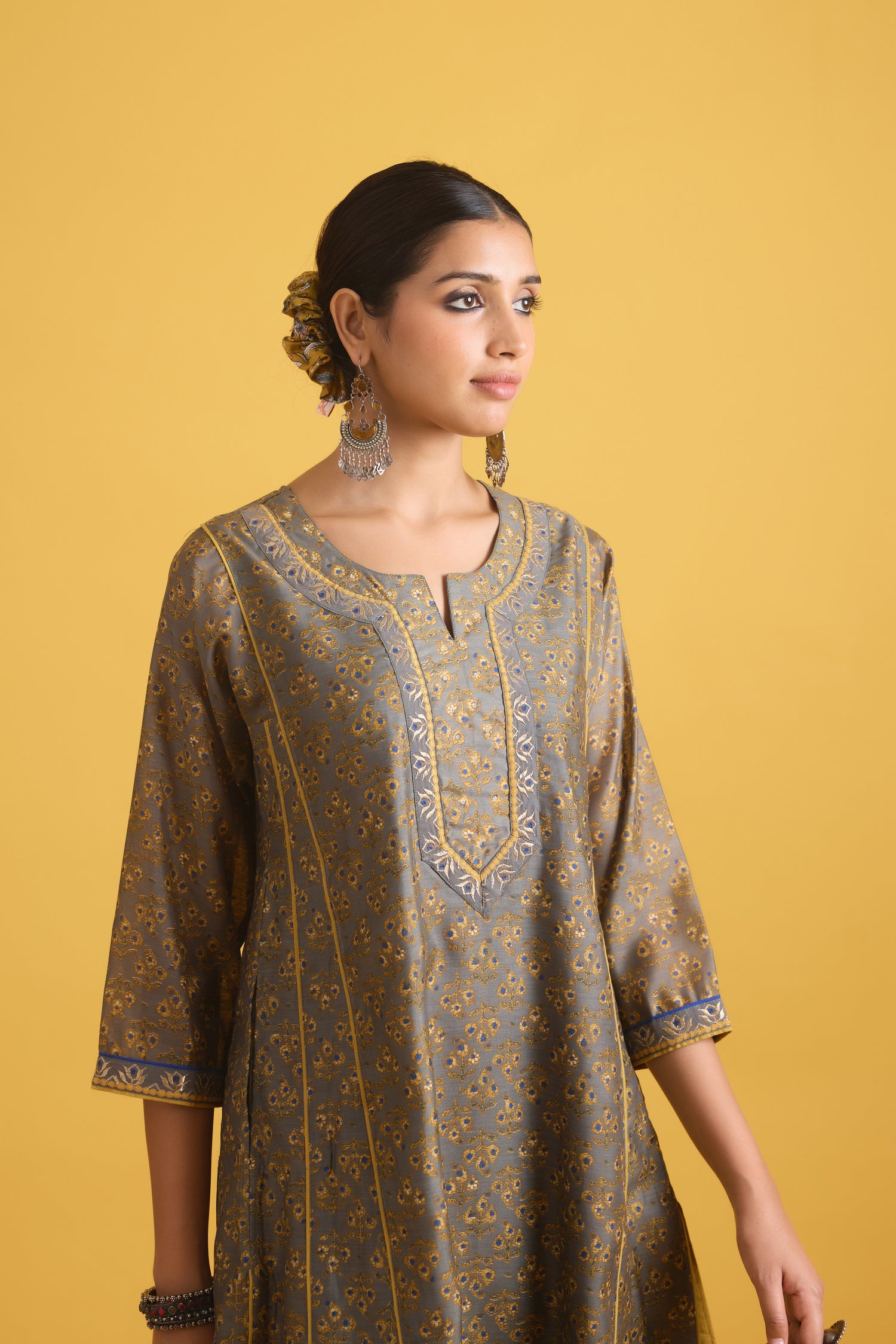 Tulsi Kurta Grey Mustard (9725469327659)