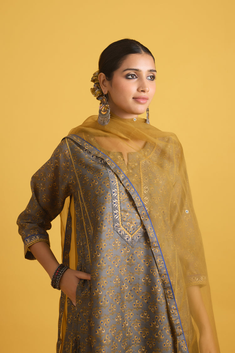 Tulsi Kurta Grey Mustard (9725469327659)