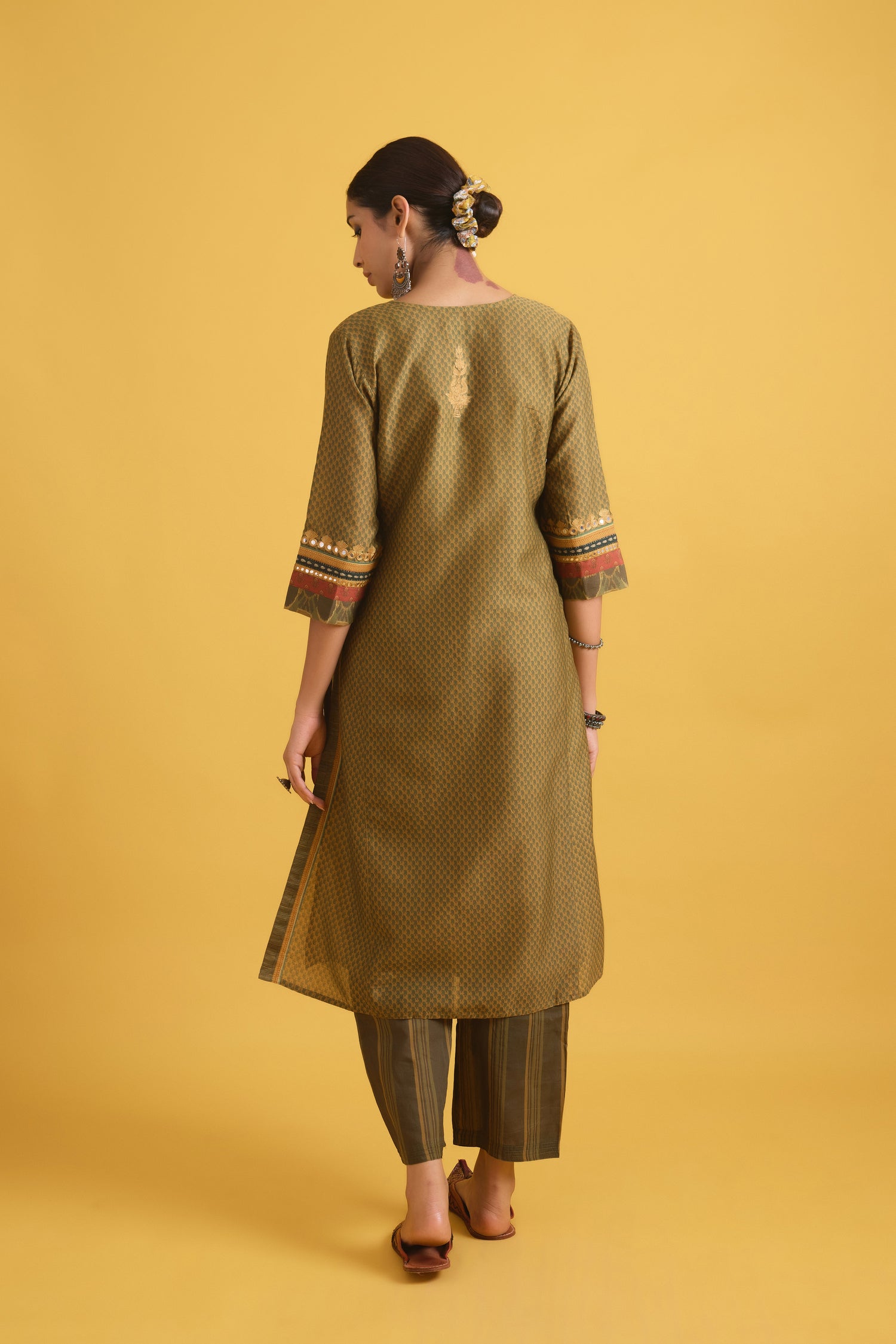 Rozana Kurta Ochre Green (9721602277675)