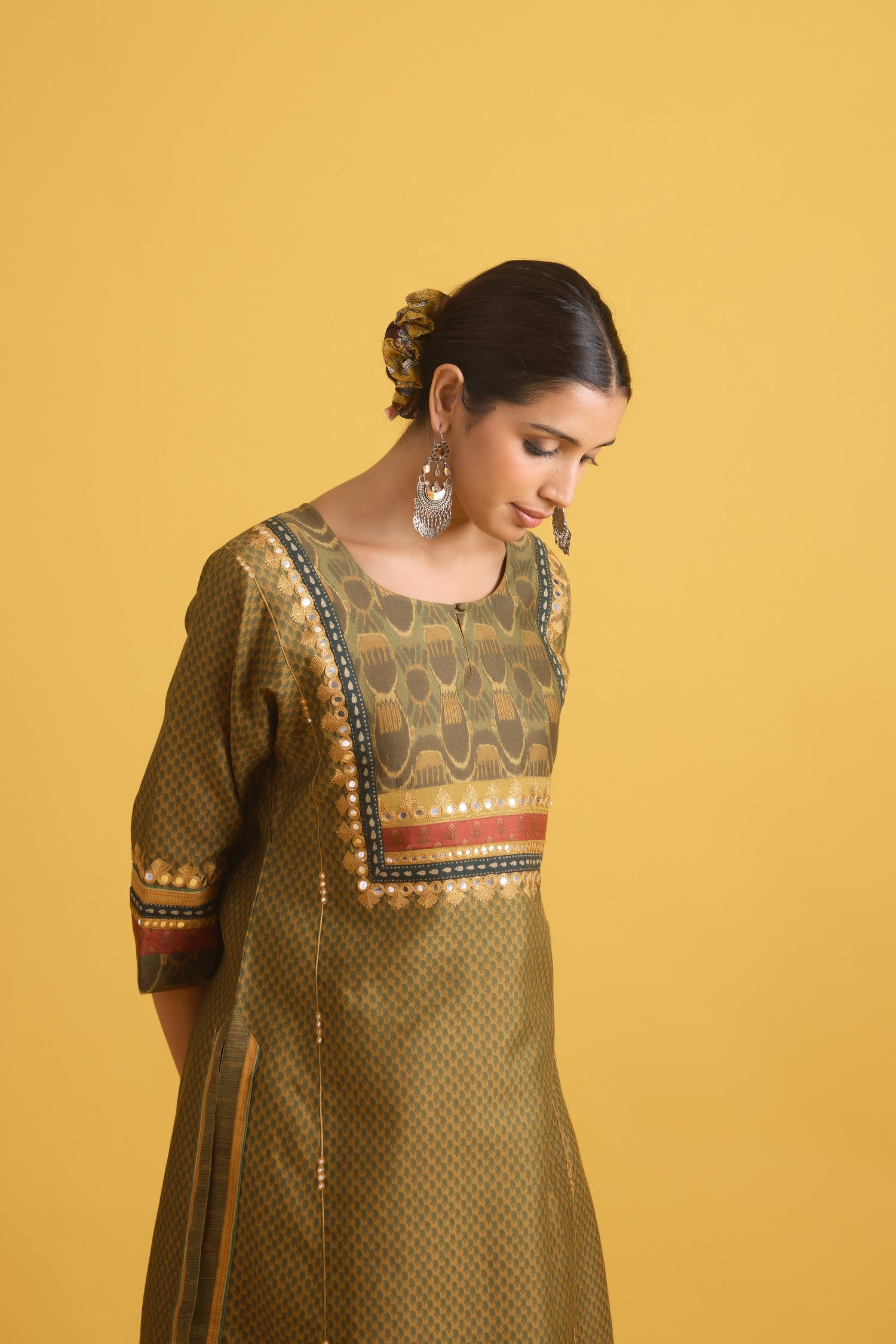 Rozana Kurta Ochre Green (9721602277675)