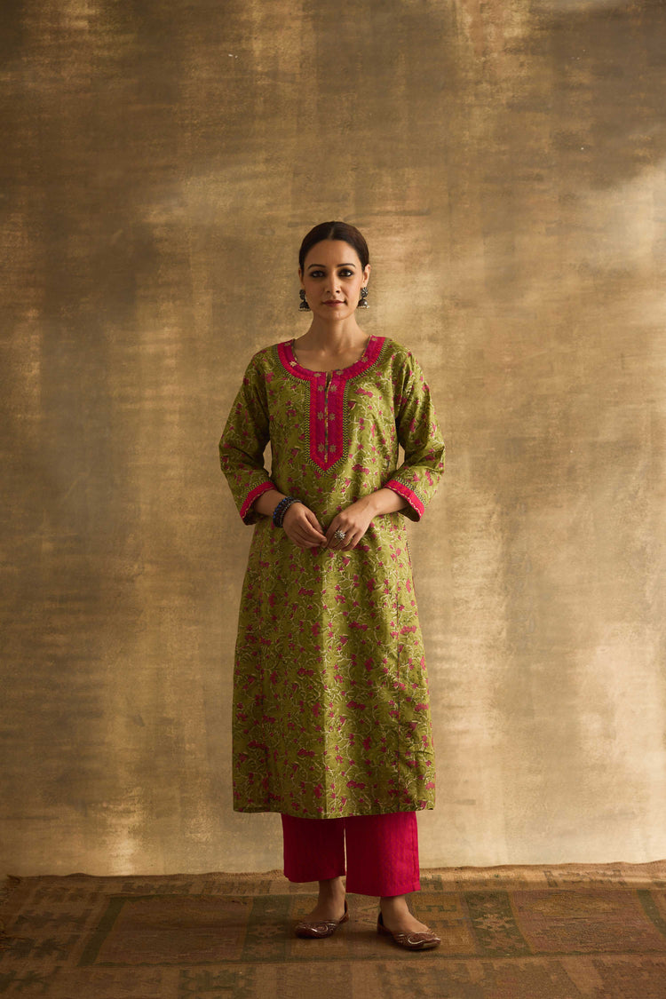 Rozana Kurta Pista Green Pink (9889622982955)