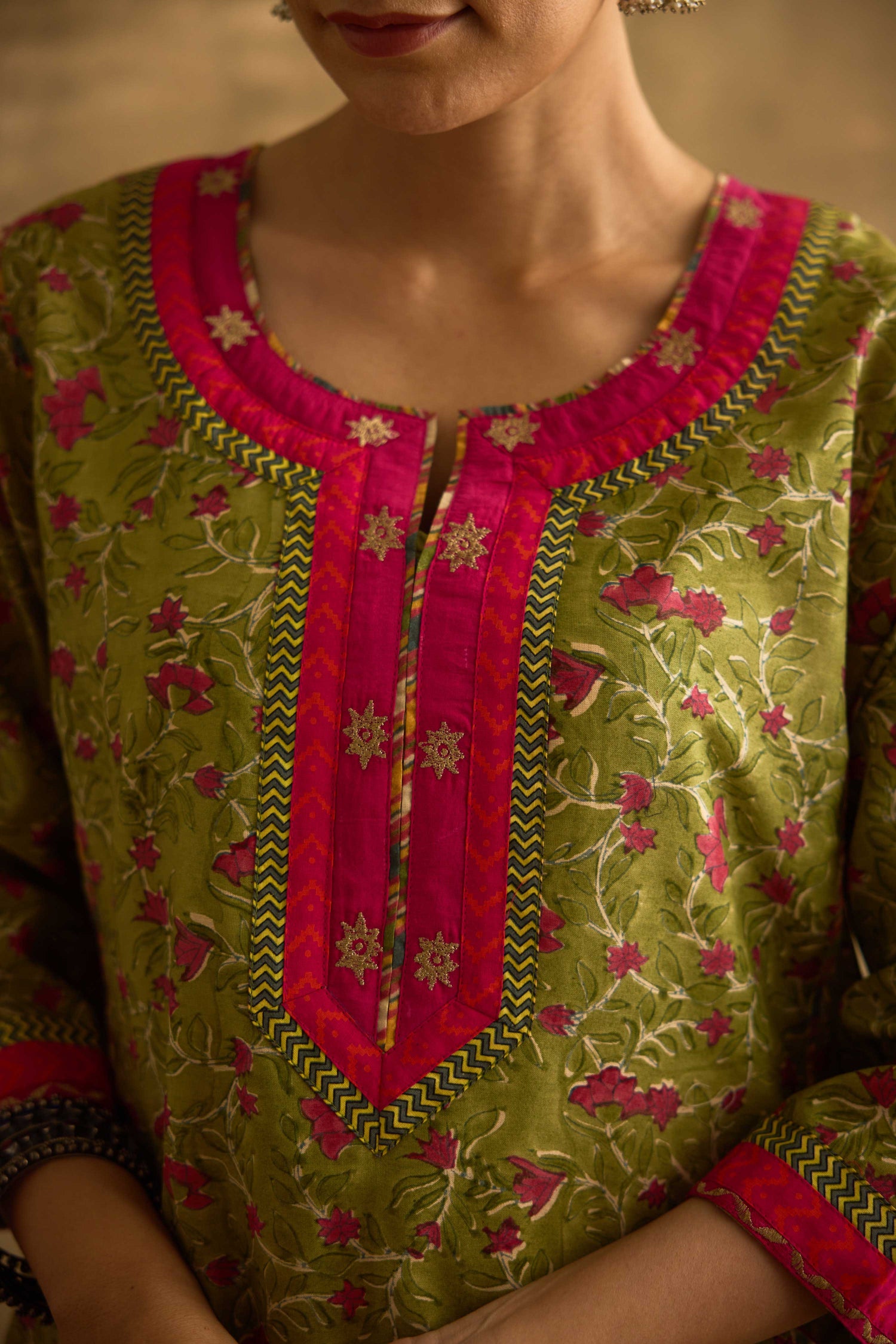 Rozana Kurta Pista Green Pink (9889622982955)