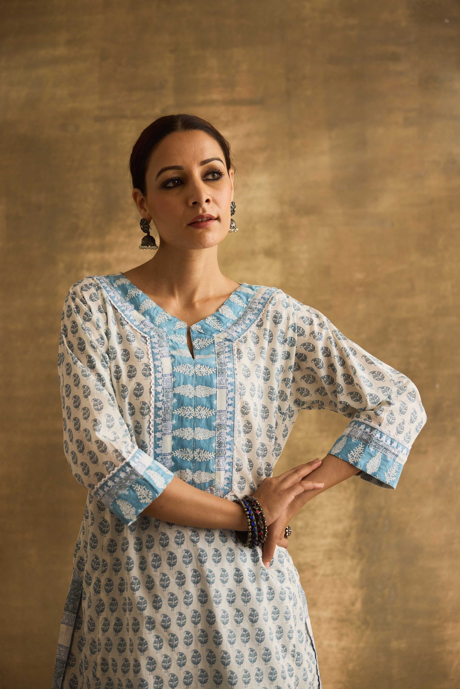 Rozana Kurta White Light Blue (9888558776619)