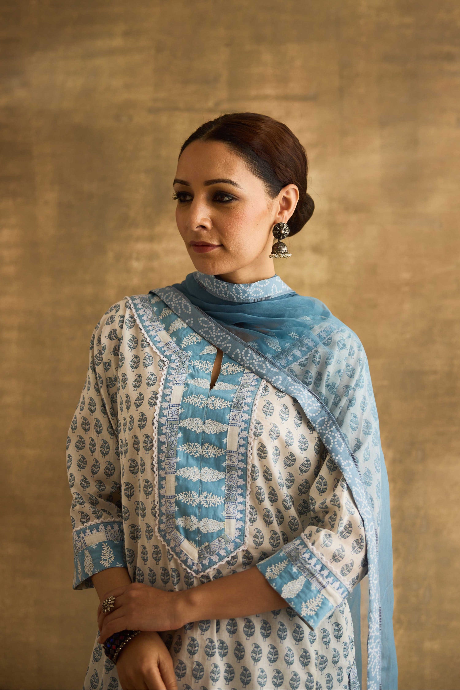 Rozana Kurta White Light Blue (9888558776619)