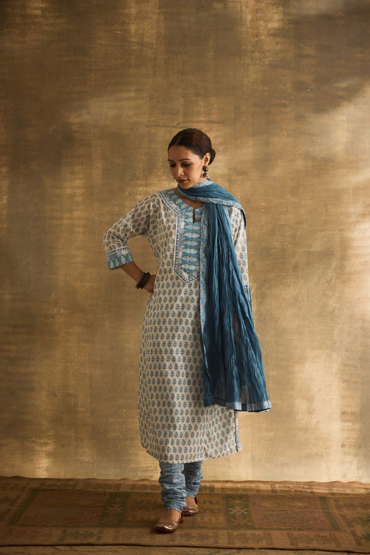 Rozana Kurta White Light Blue (9888558776619)