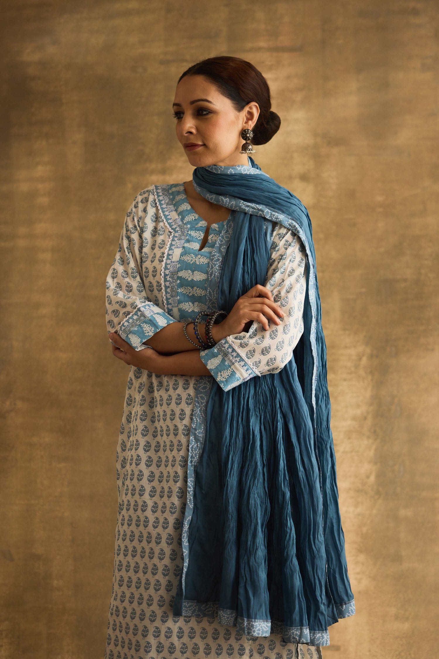 Rozana Kurta White Light Blue (9888558776619)