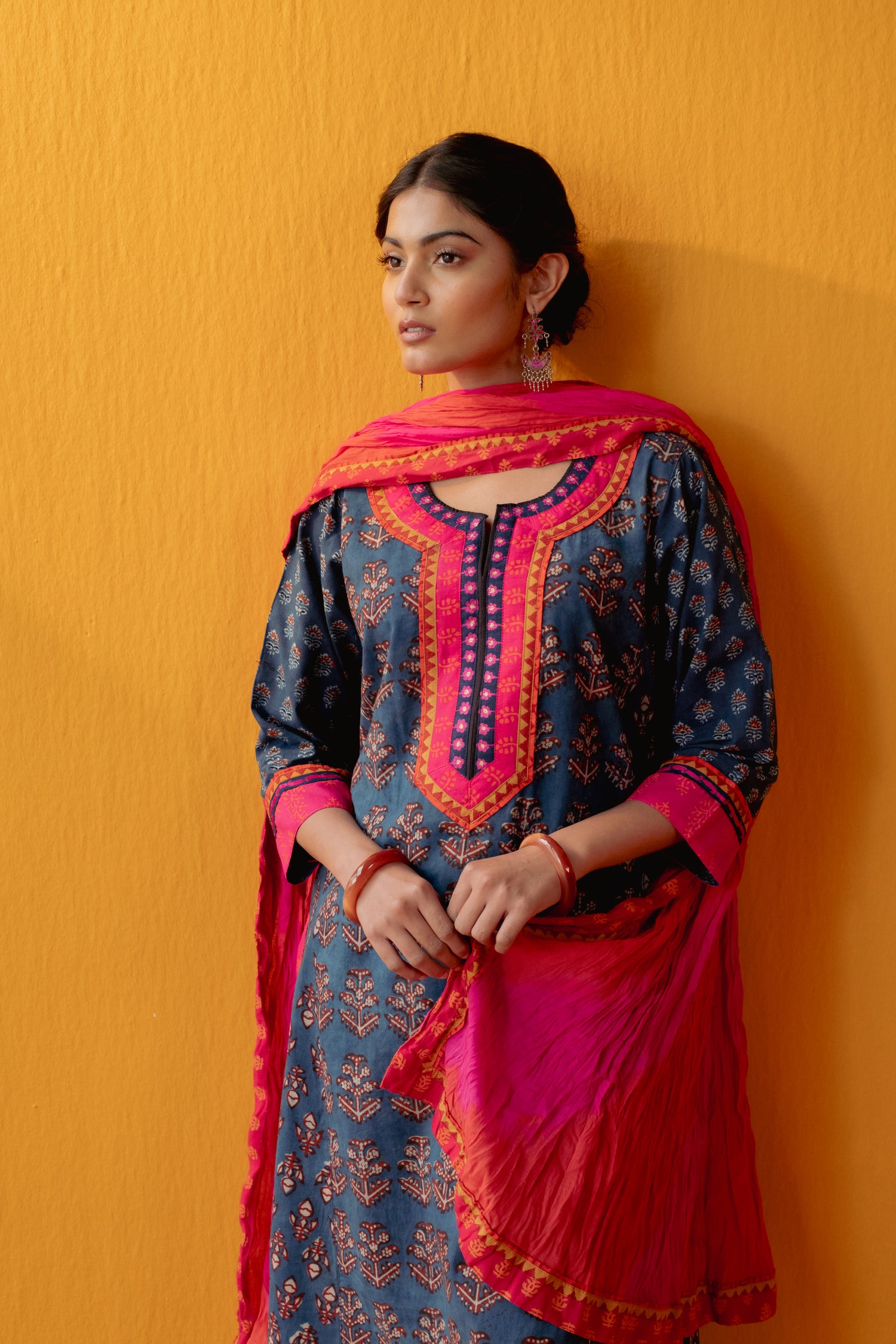 Rozana Cotton Dupatta Pink Orange (9042527125803)