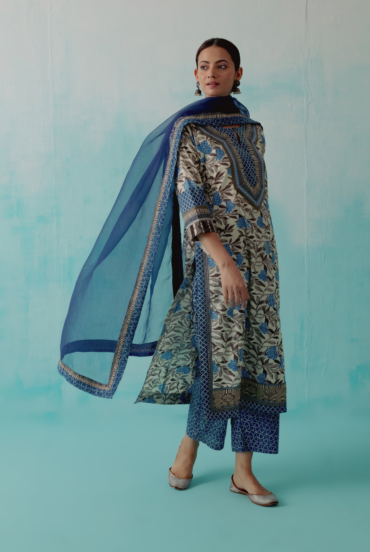 Rozana Chiffon Dupatta Blue (8344450662699)