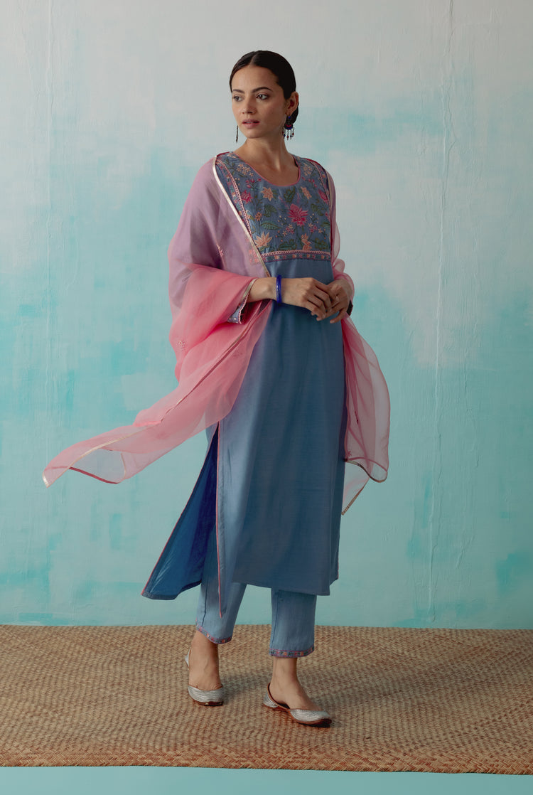 Idaya Kurta Steel Blue (8344692982059)