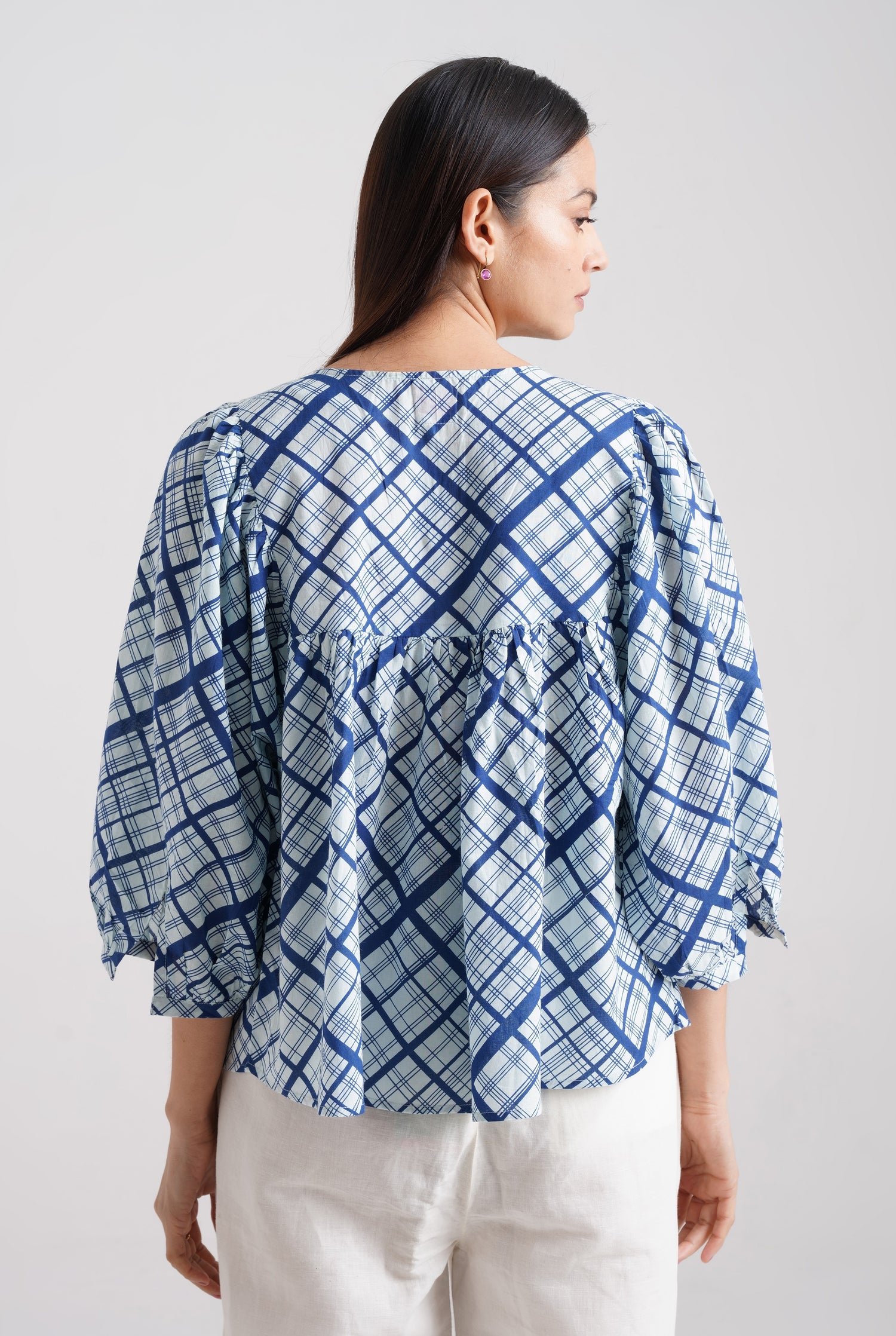 Boho Top- Blue White (8053924069675)