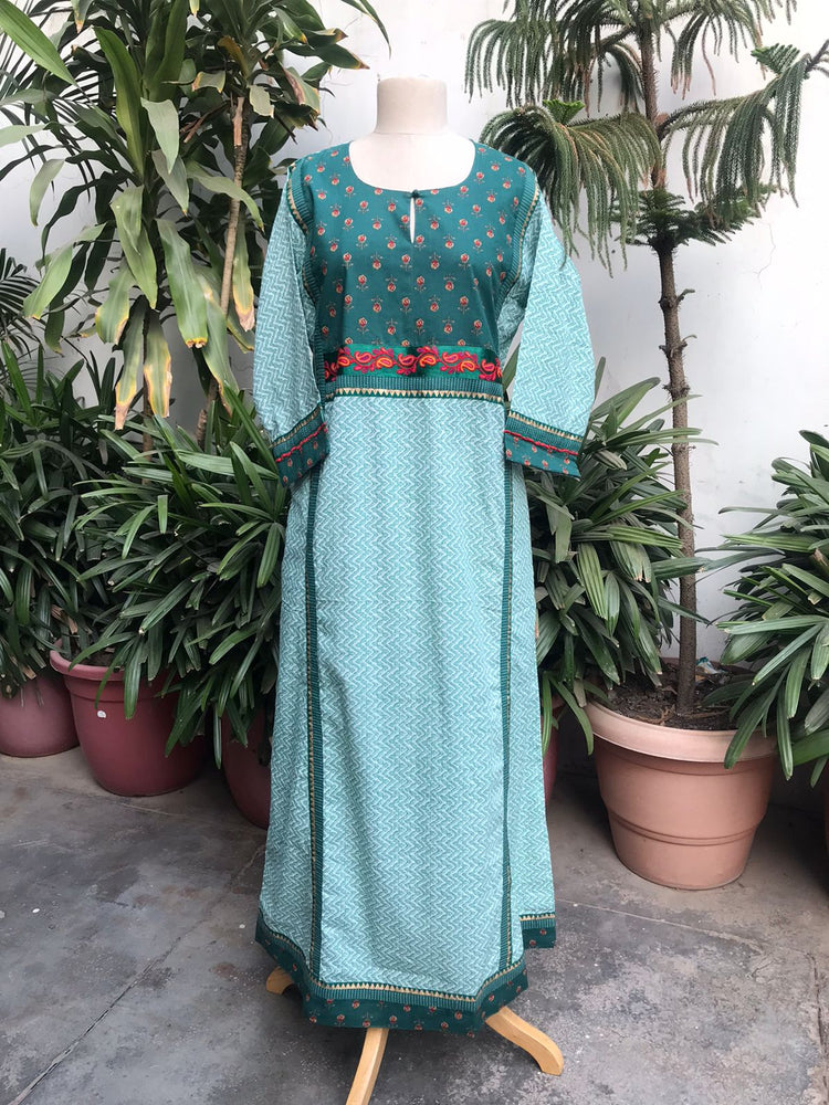 Rozana Caftan Sea Green White (9859600449835) (9859601236267)