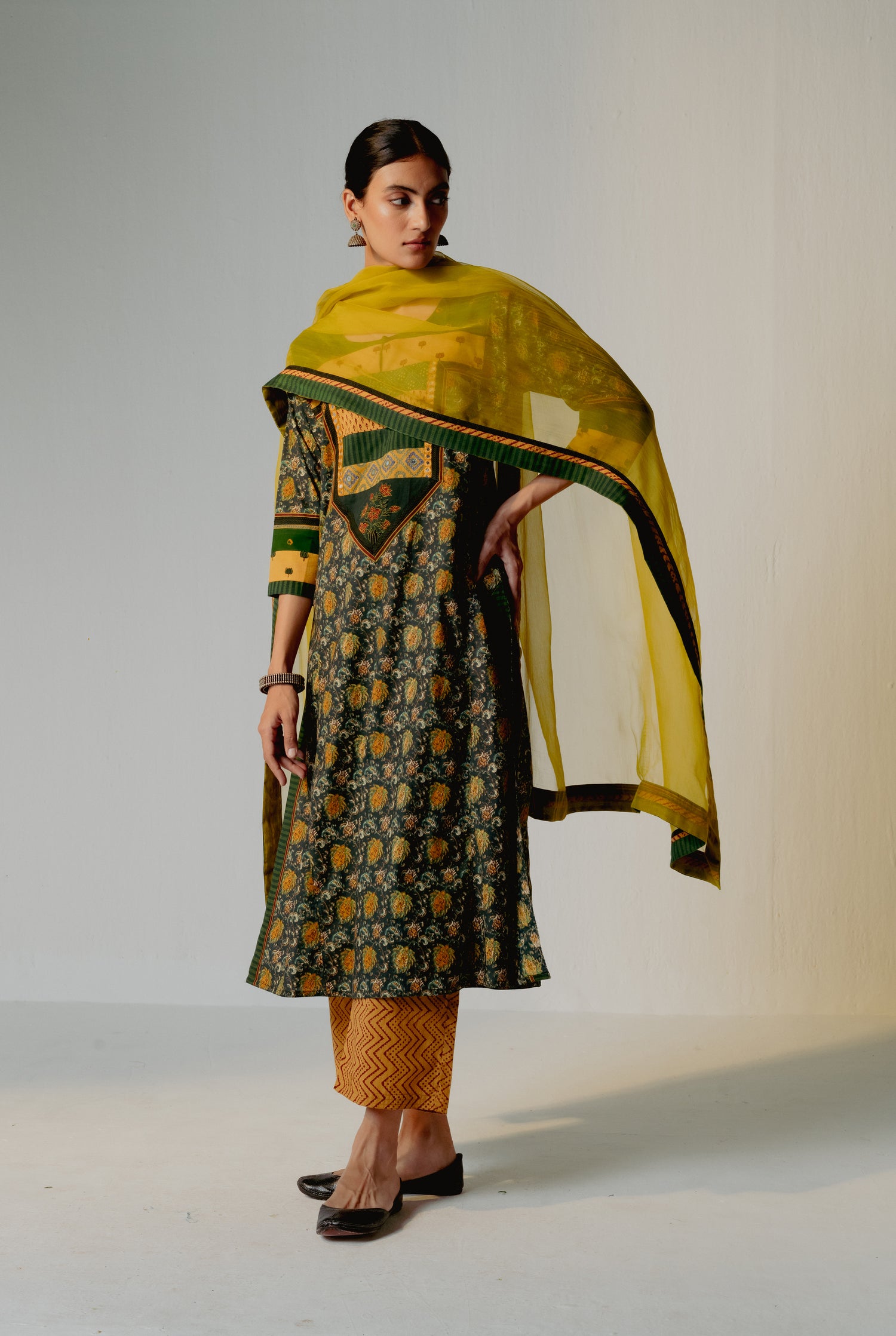 Devi Kurta Bottle Green Ochre (8210613502251)