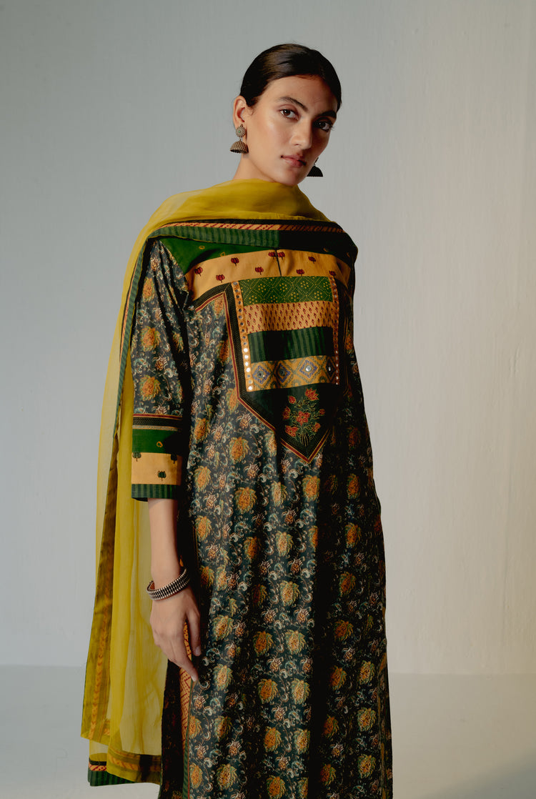 Devi Kurta Bottle Green Ochre (8210613502251)