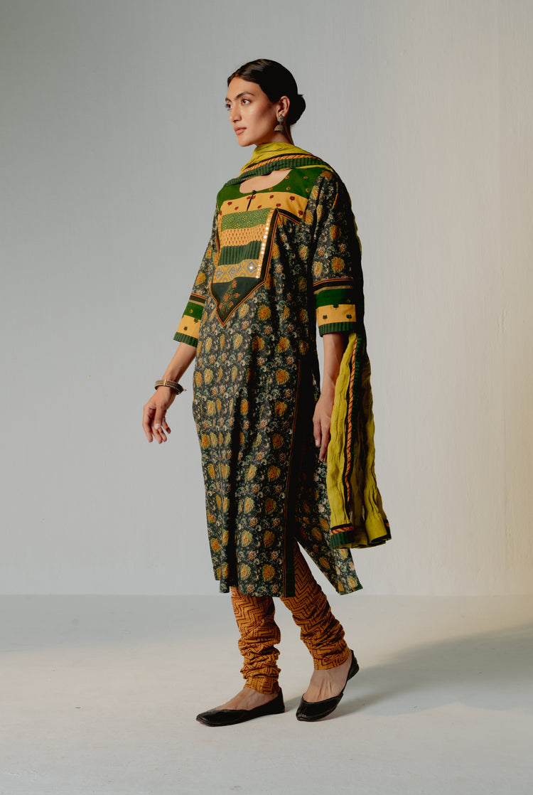 Devi Kurta Bottle Green Ochre (8210613502251)