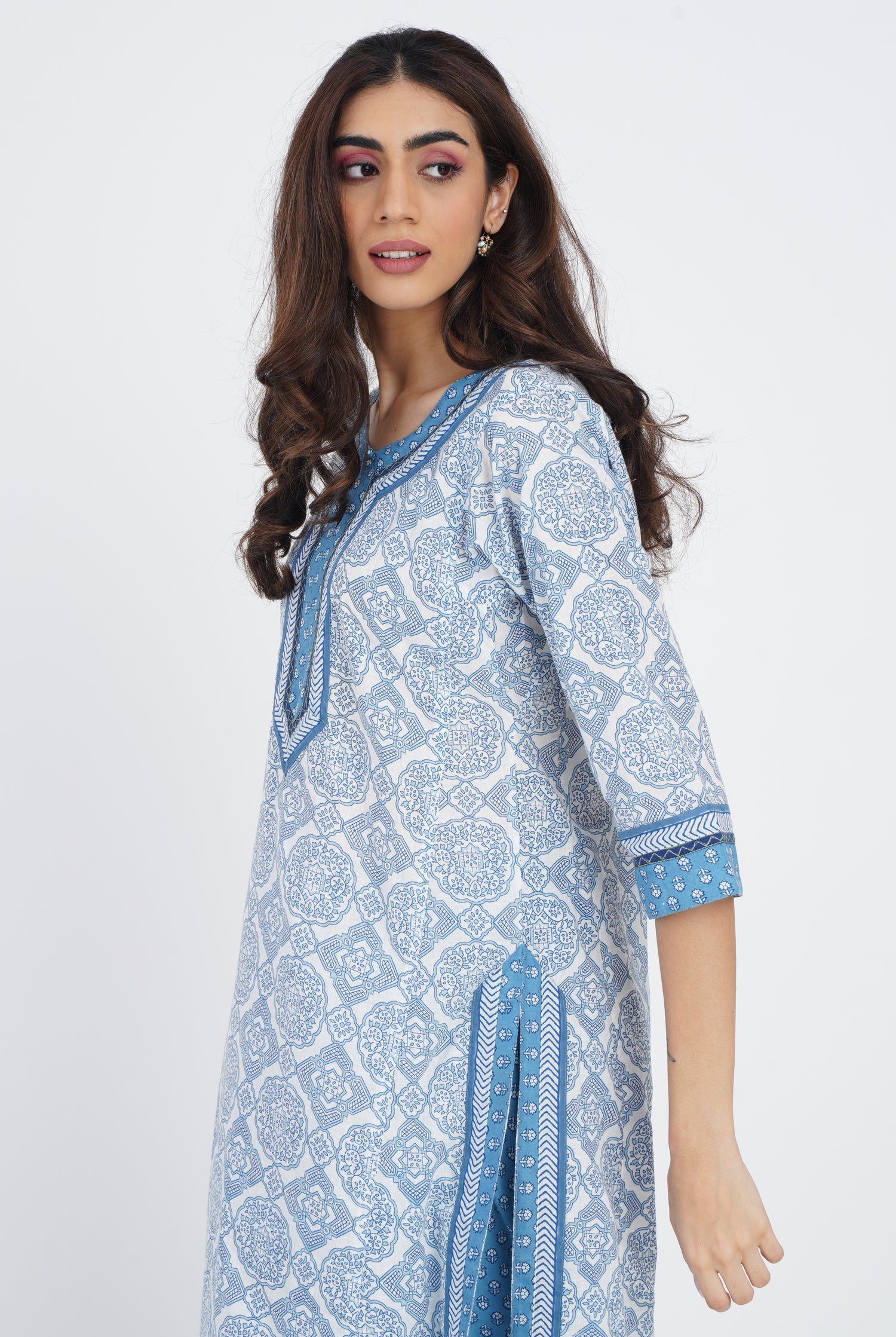 Rozana Kurta White Blue (7083283284015)