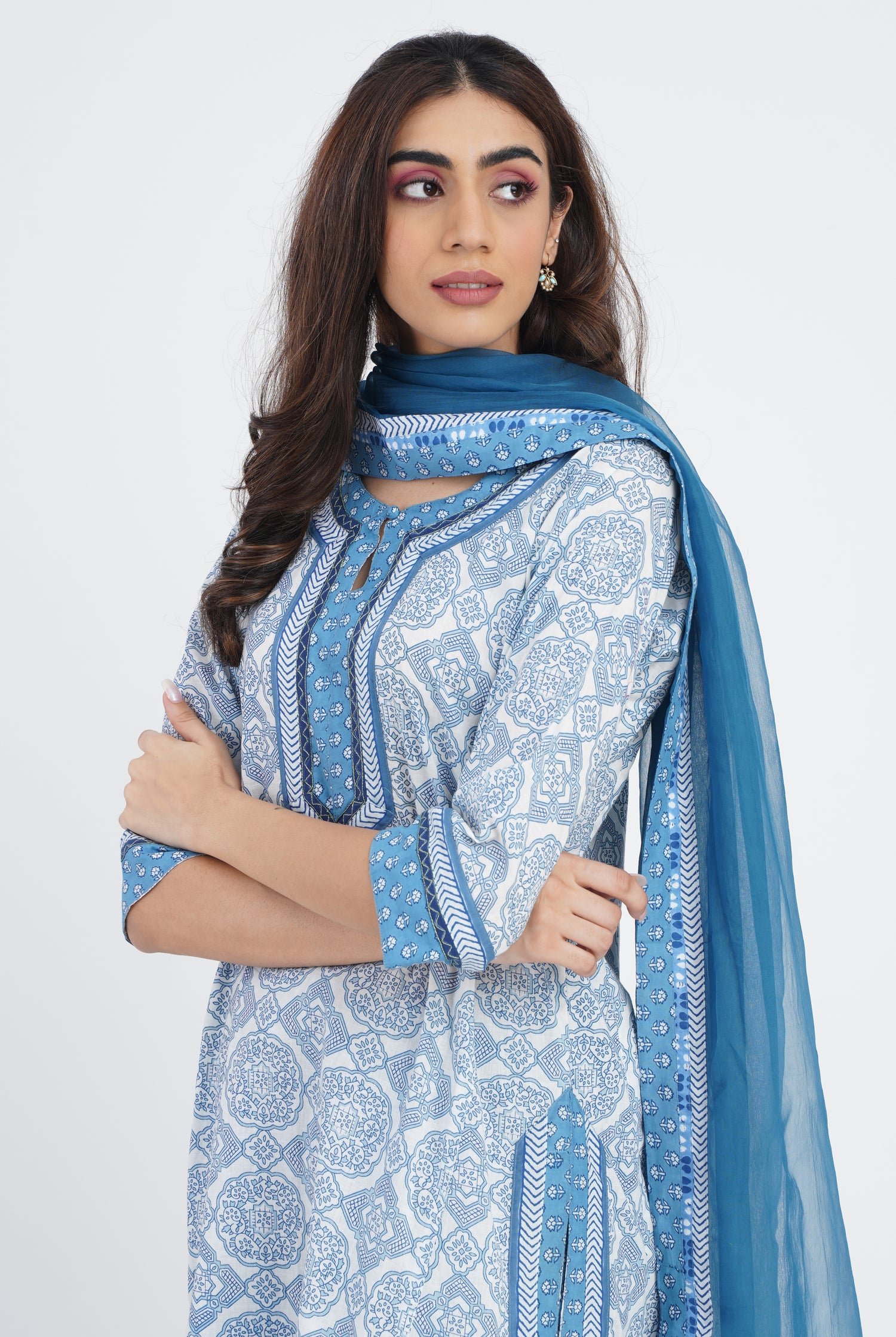 Rozana Chiffon Dupatta Light Blue (7087176908847)