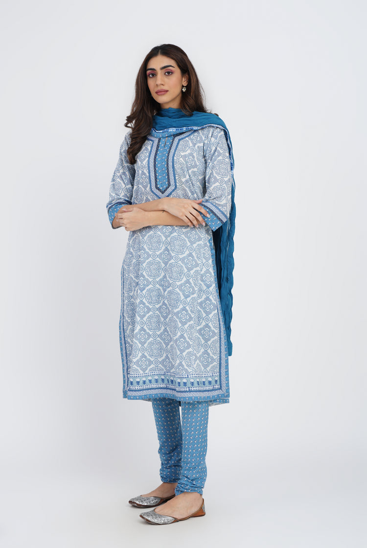 Rozana Kurta White Blue (7083283284015)