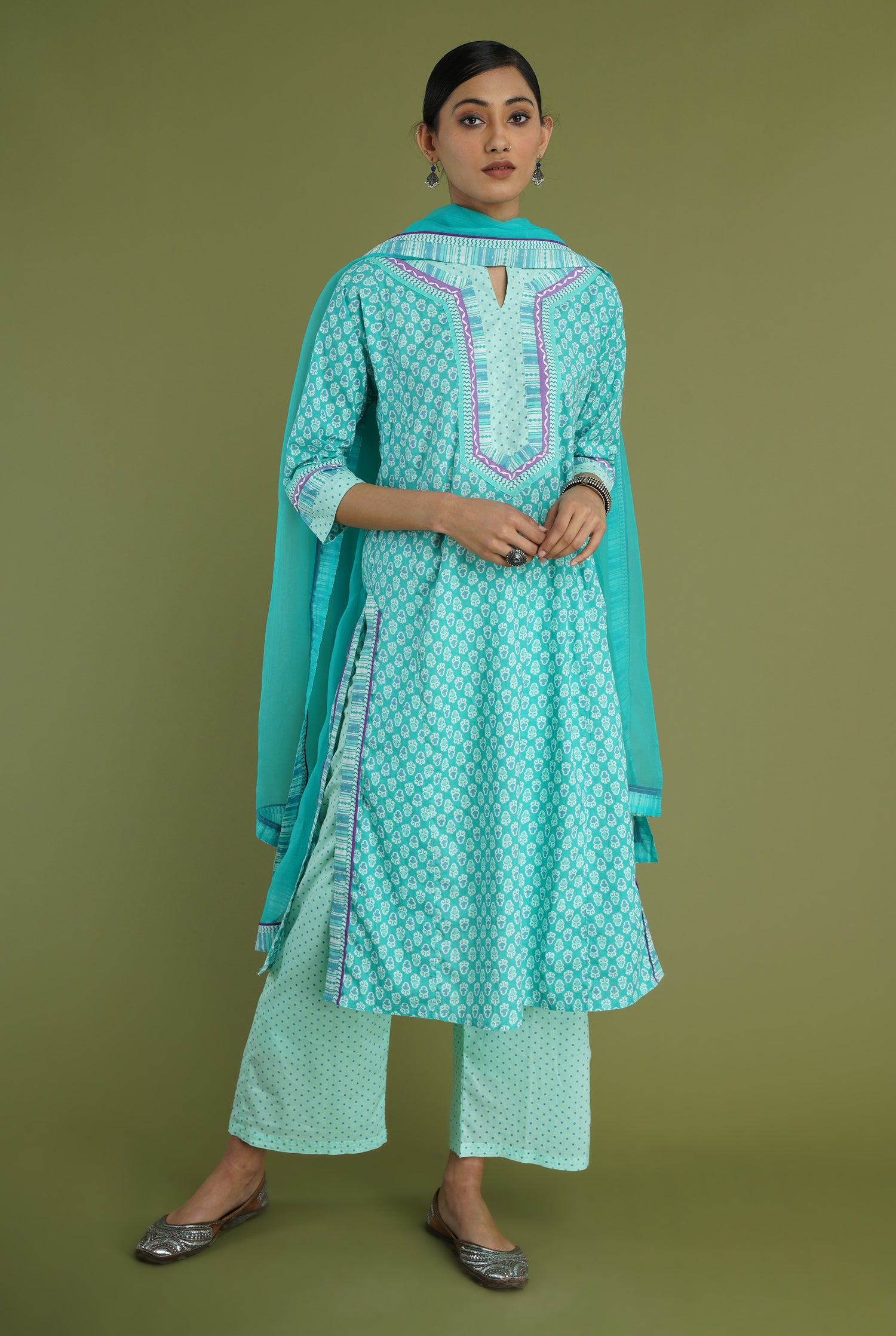 Rozana Chiffon Dupatta Turquoise (6978043609135)