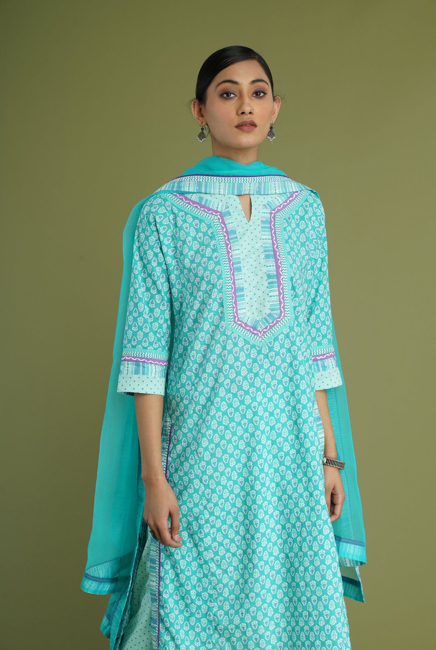 Rozana Chiffon Dupatta Turquoise (6978043609135)