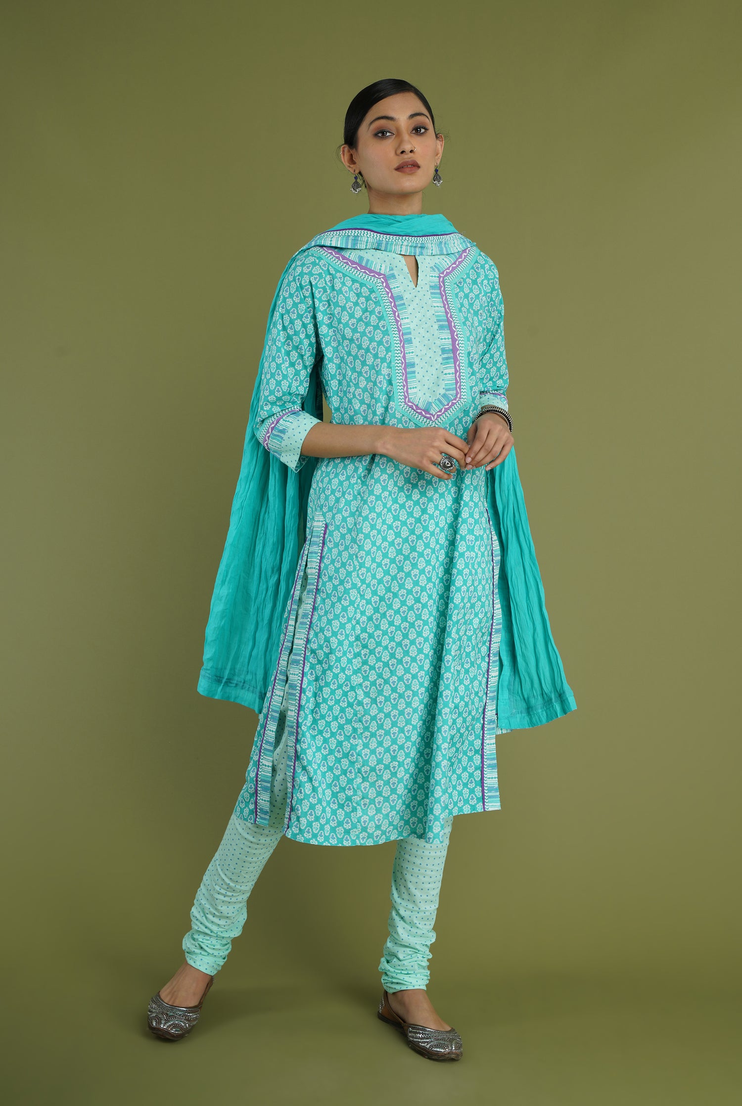 Rozana Cotton Dupatta Turquoise (6978072248367)