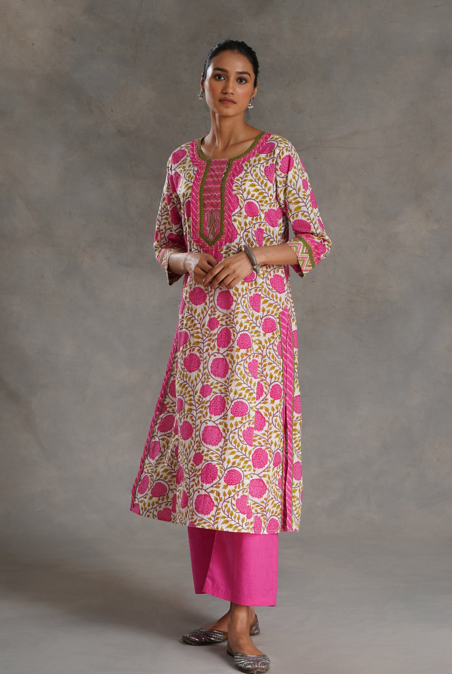 Rozana Kurta White Pink (7019838177327)