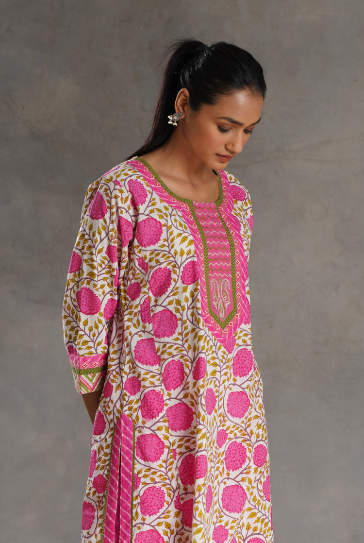 Rozana Kurta White Pink (7019838177327)