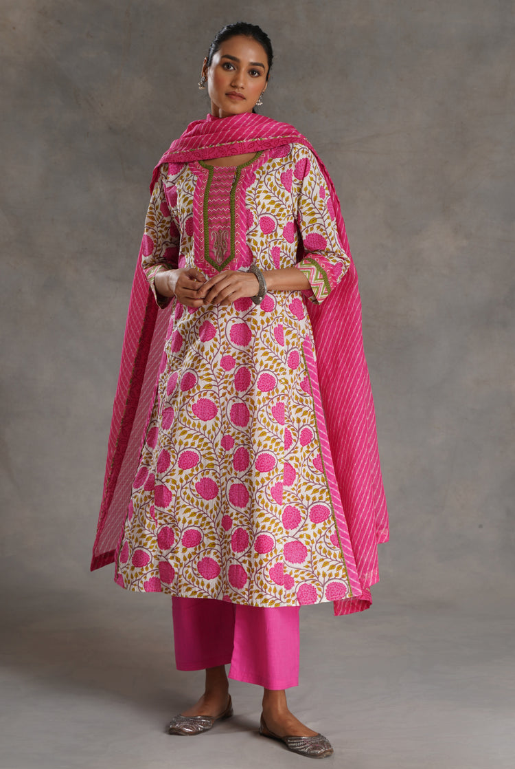 Rozana Kurta White Pink (7019838177327)