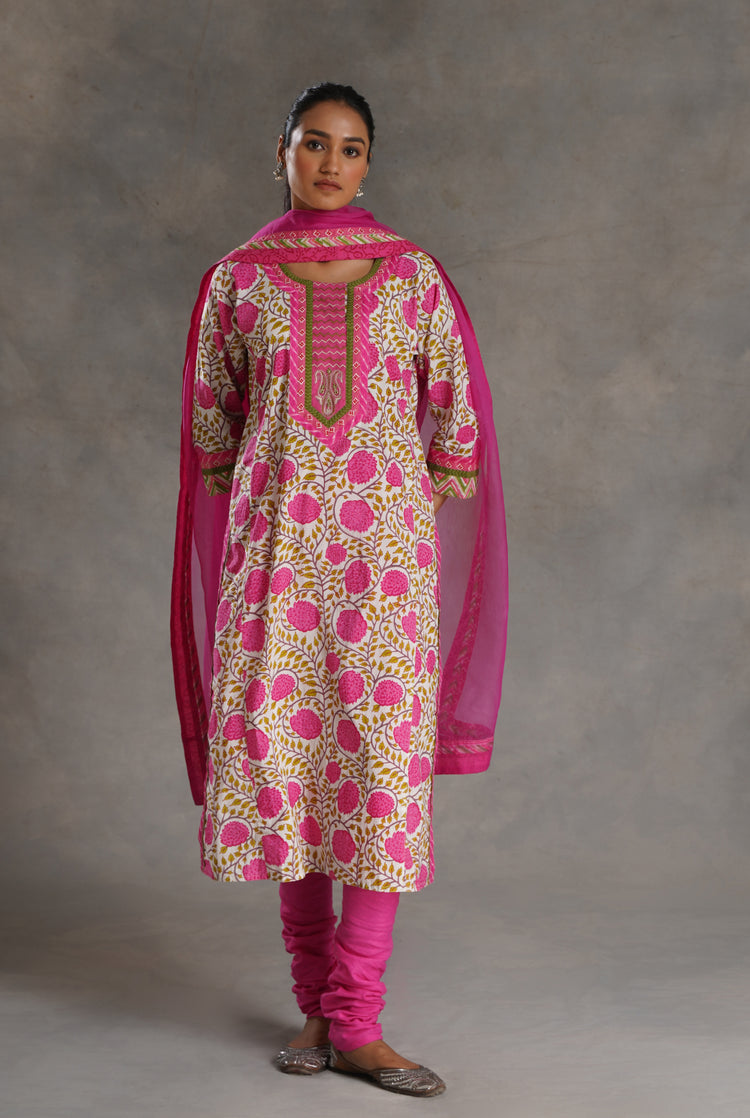 Rozana Kurta White Pink (7019838177327)